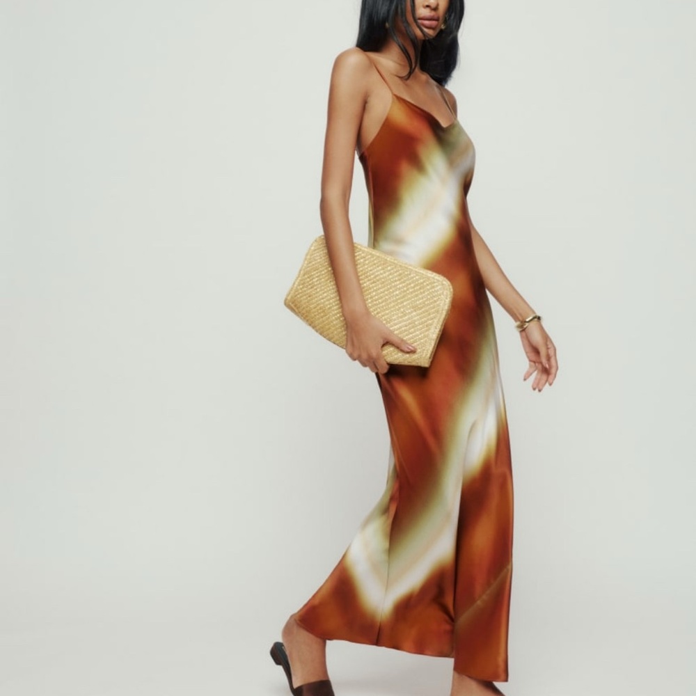 Reformation Elegant Brown Tie-Dye Maxi Dress